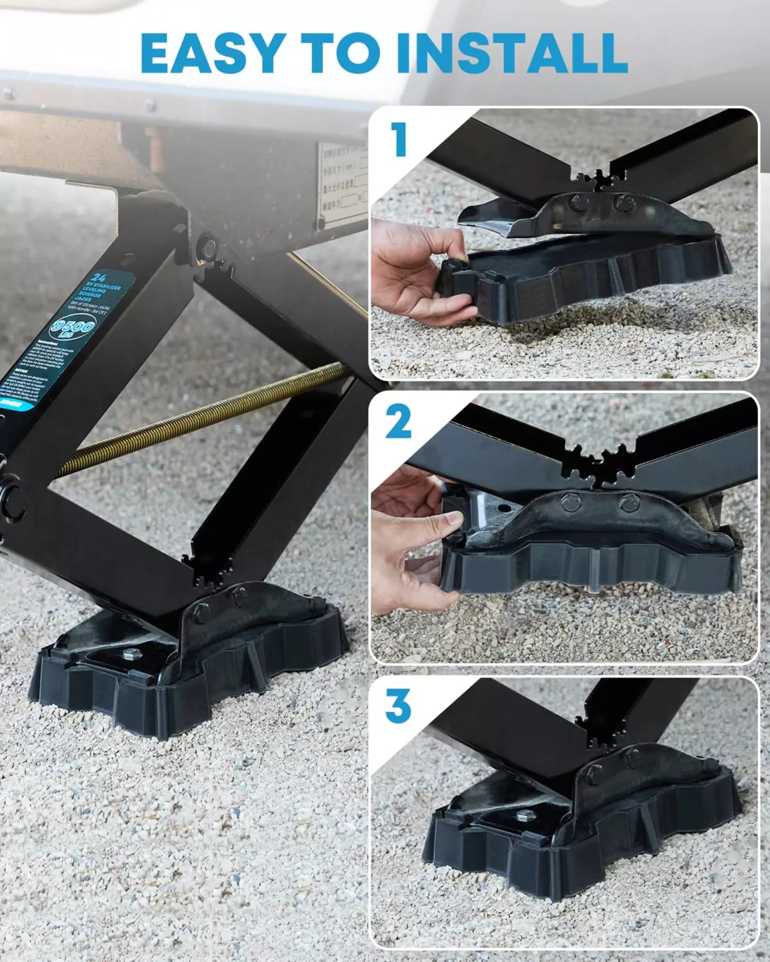 Easy to install pads for camper jacks