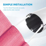 Two pre-fitted polycords can easily slide into the roller channel