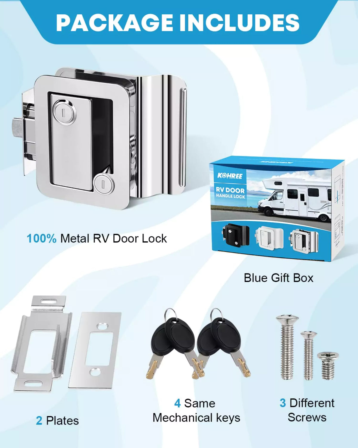 Kohree rv door latch package includes