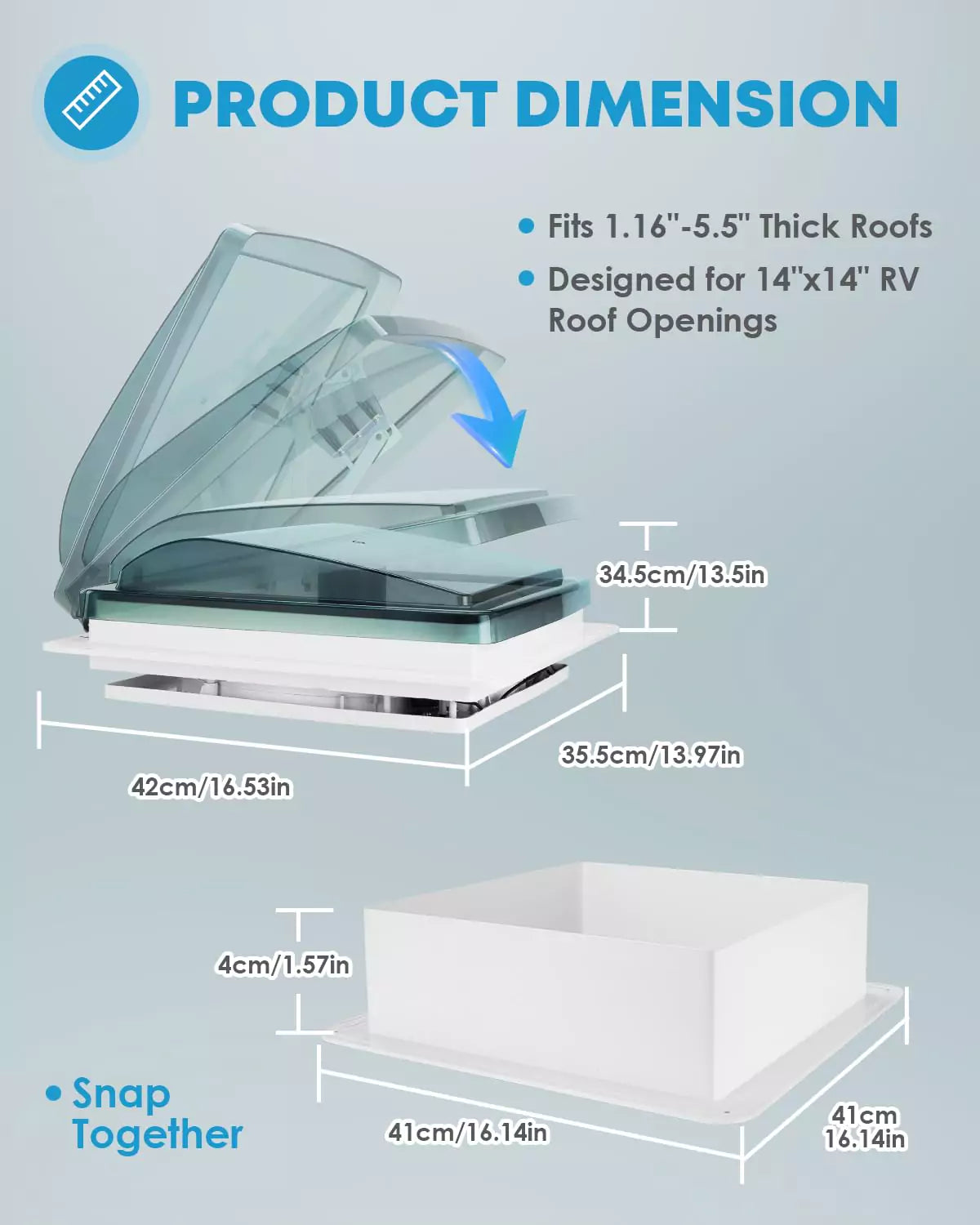 Kohree rv exhaust fan dimensions