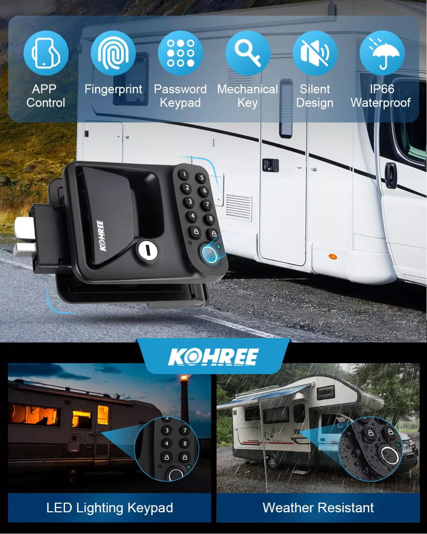 RV keyless door handle