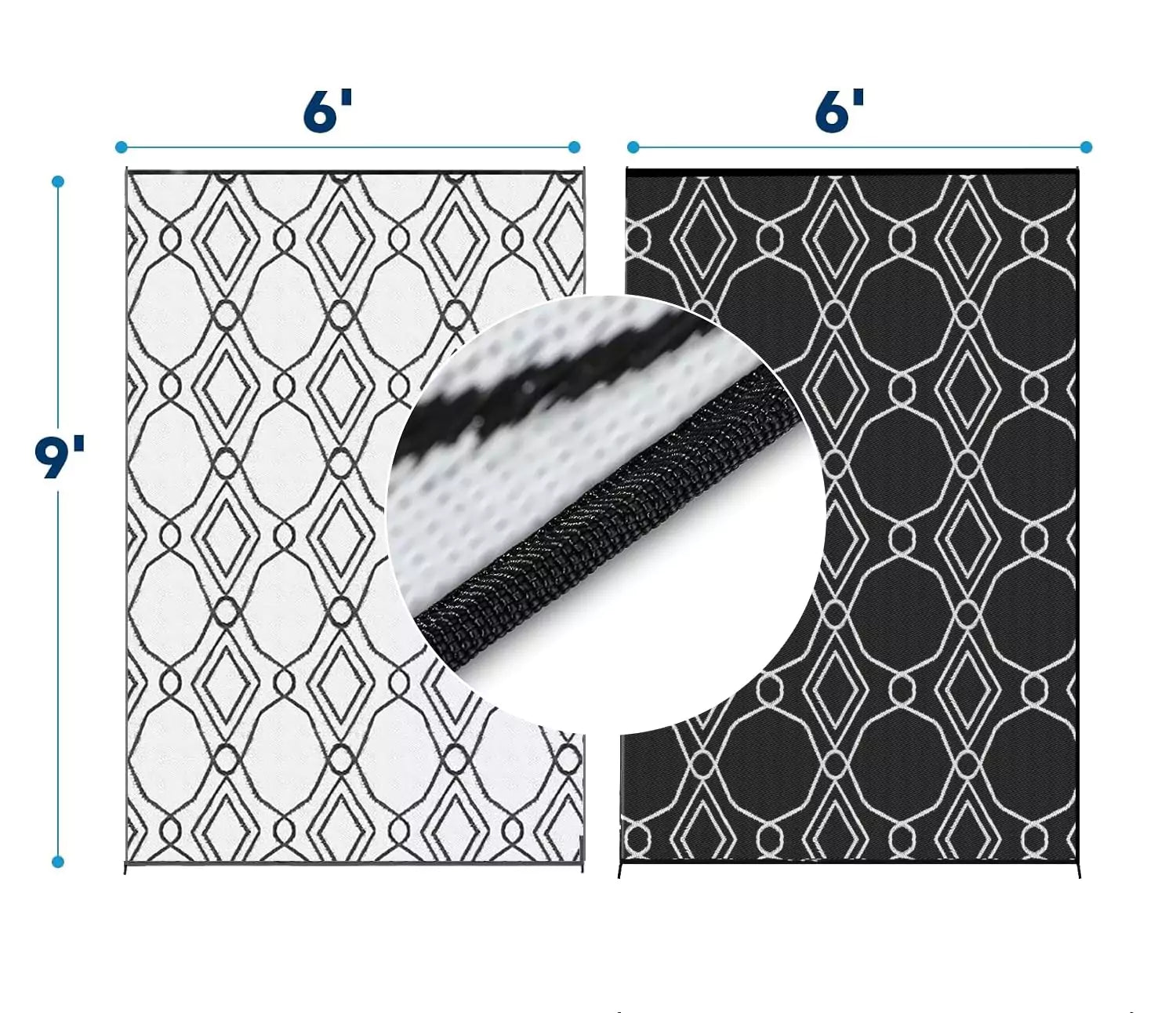 RV outdoor mats 6x9 black