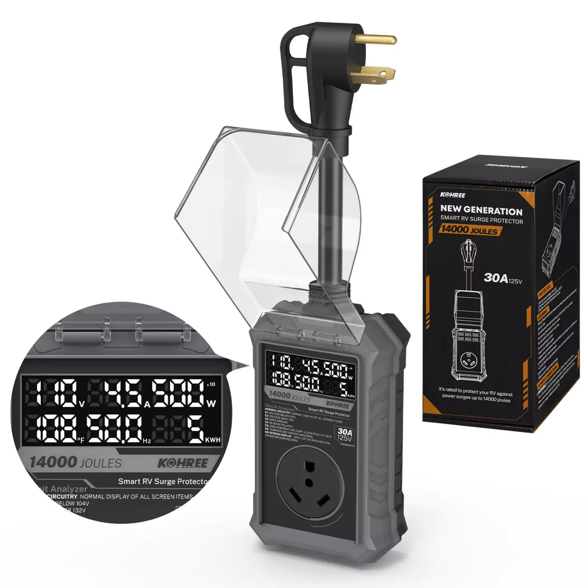 Kohree rv power surge protector 30 amp black