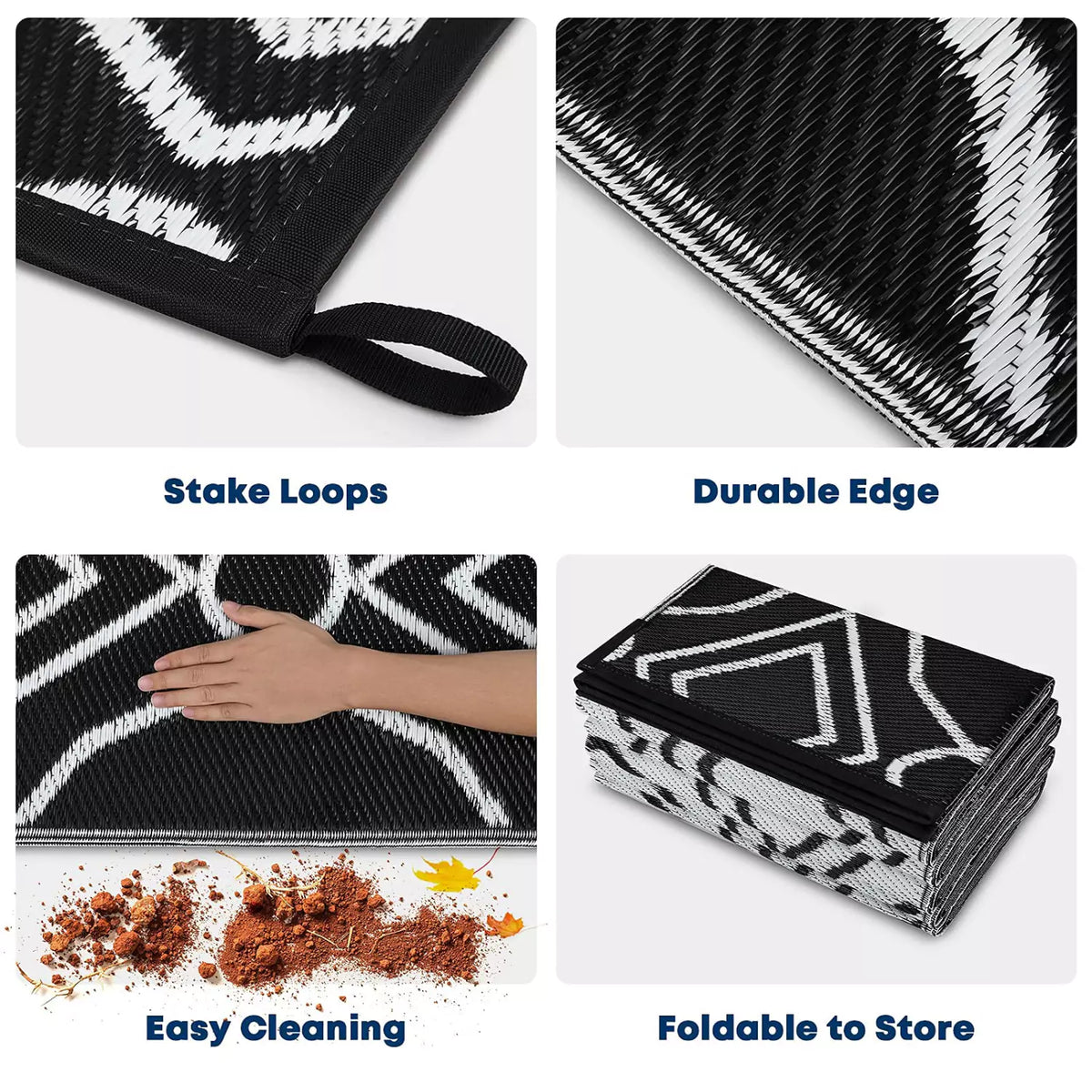 RV rugs black features
