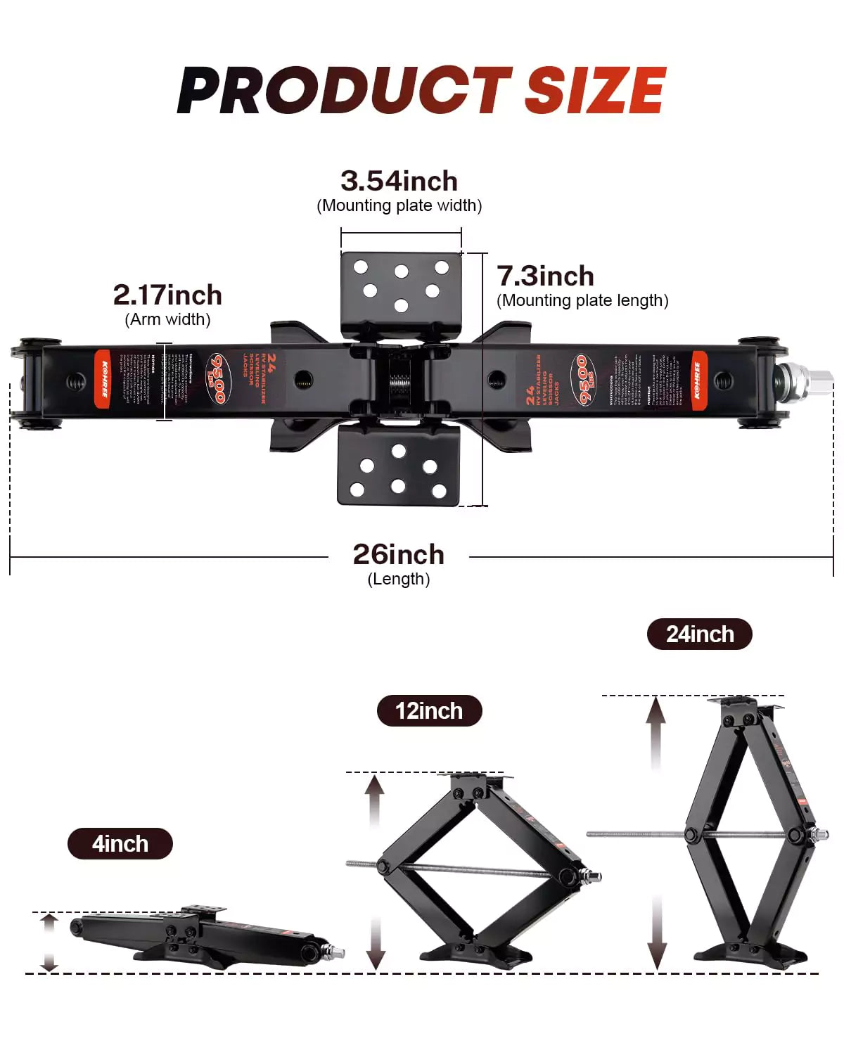 Kohree rv scissor jack 9500 lbs size