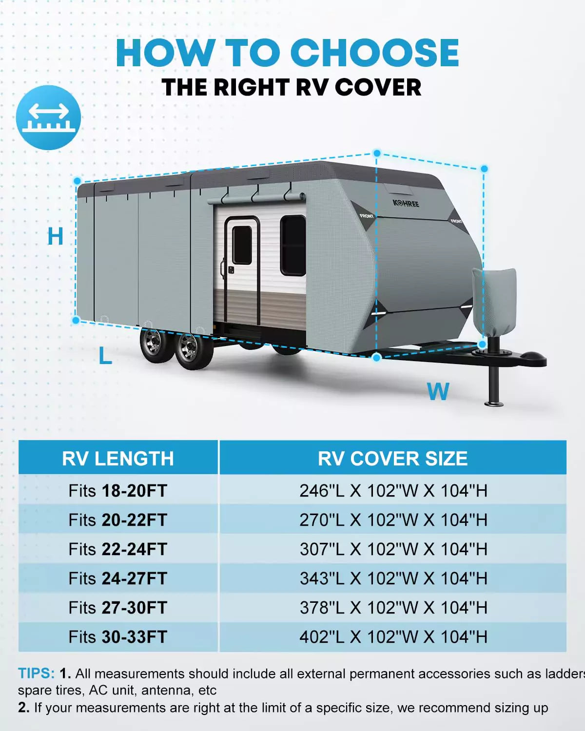 Sizes of rv storage covers