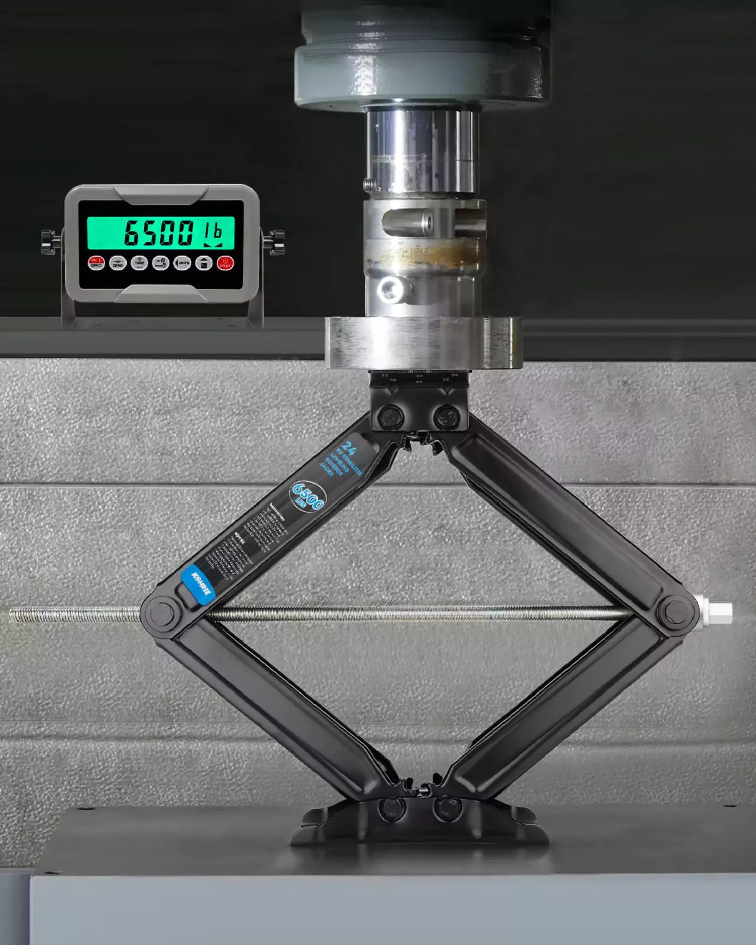 Test 6500 lbs scissor jacks for camper