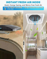 Kohree RV vent fan lid automatically closing during rain via smart sensor. 