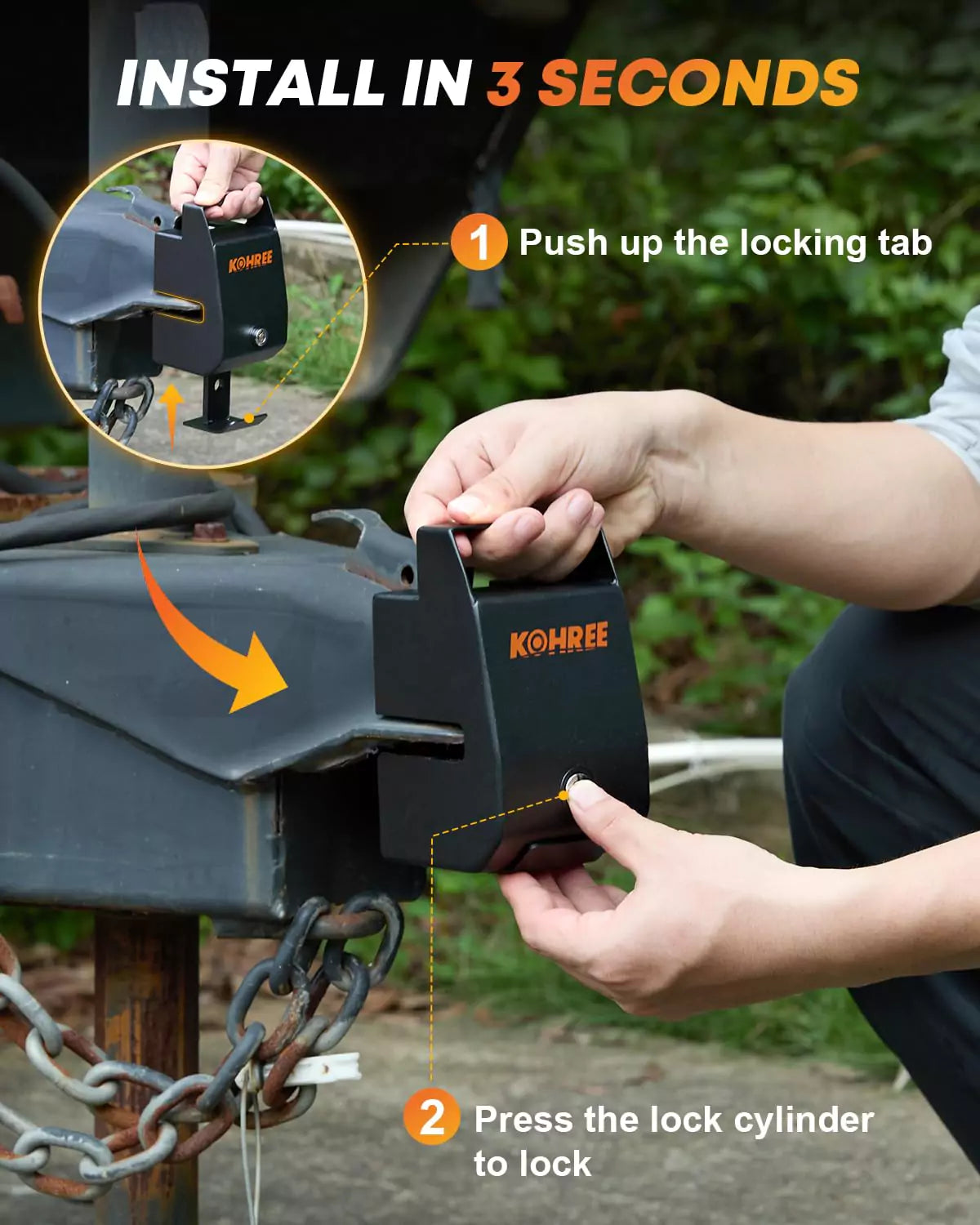 3 seconds install trailer ball lock