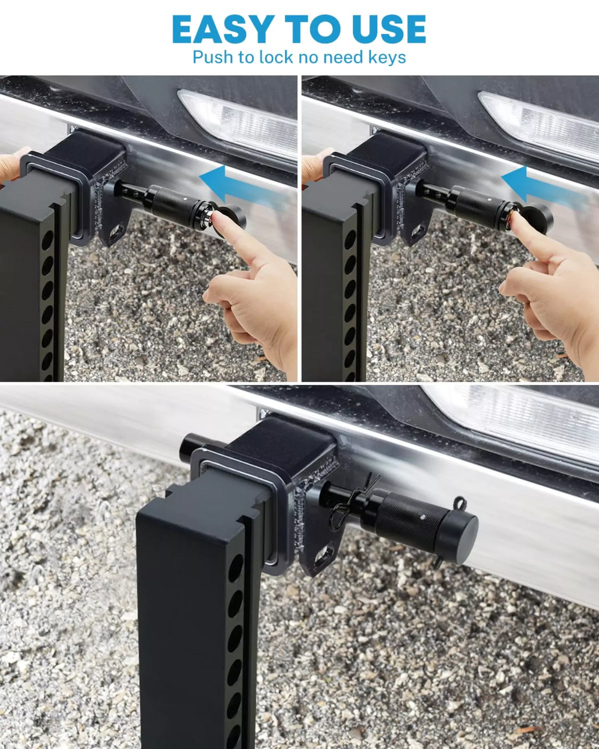 Push to lock no need keys trailer lock pin