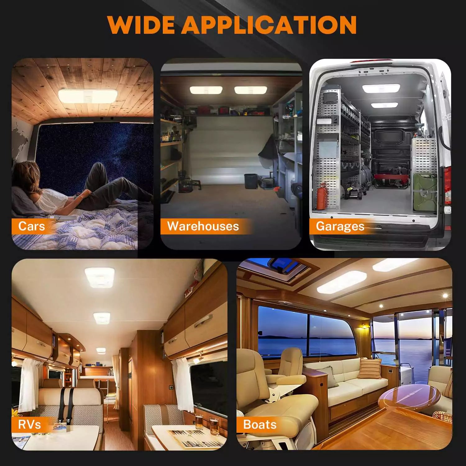 Wide application of travel trailer interior lights