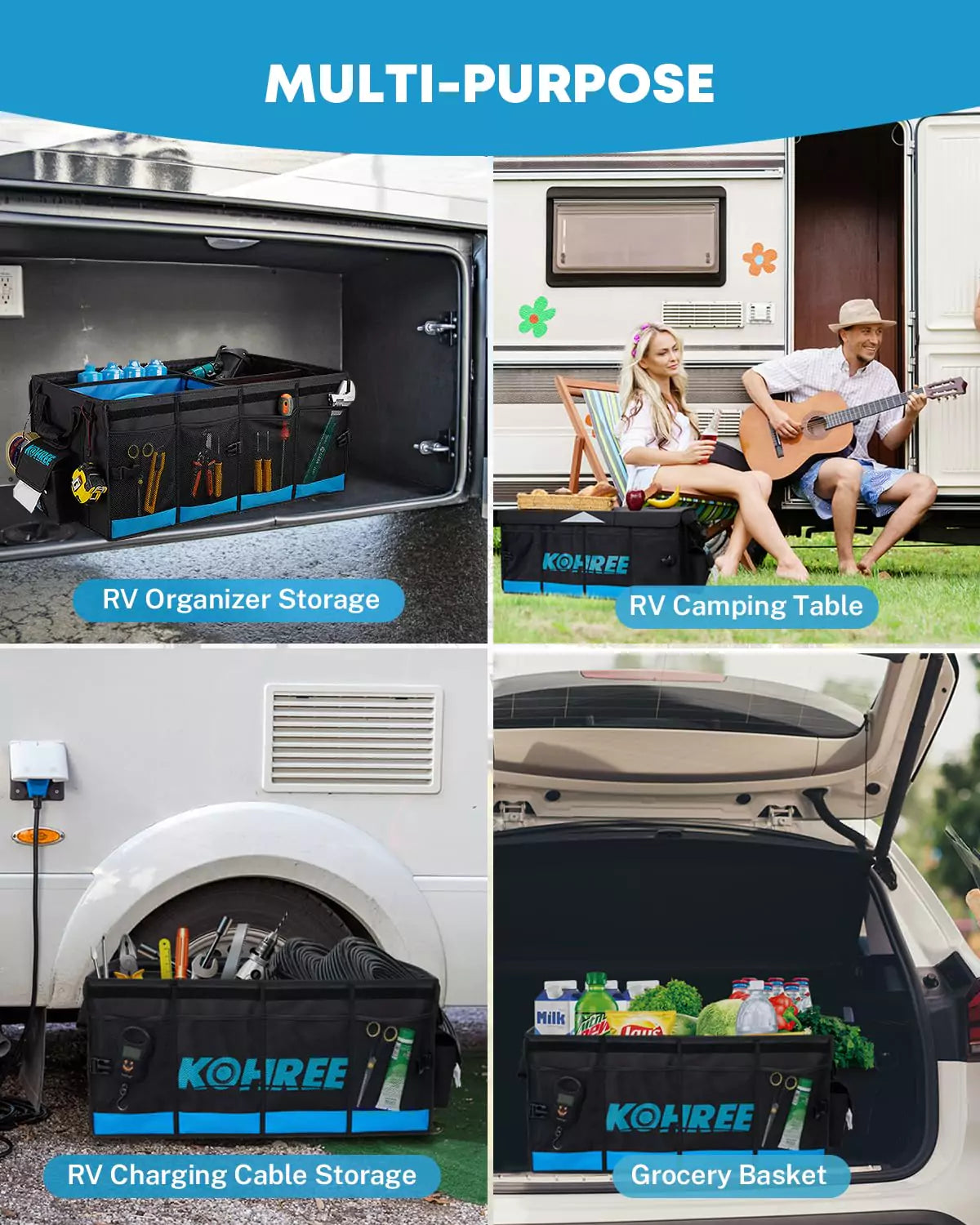 Wide application of trunk organizer for SUV blue color