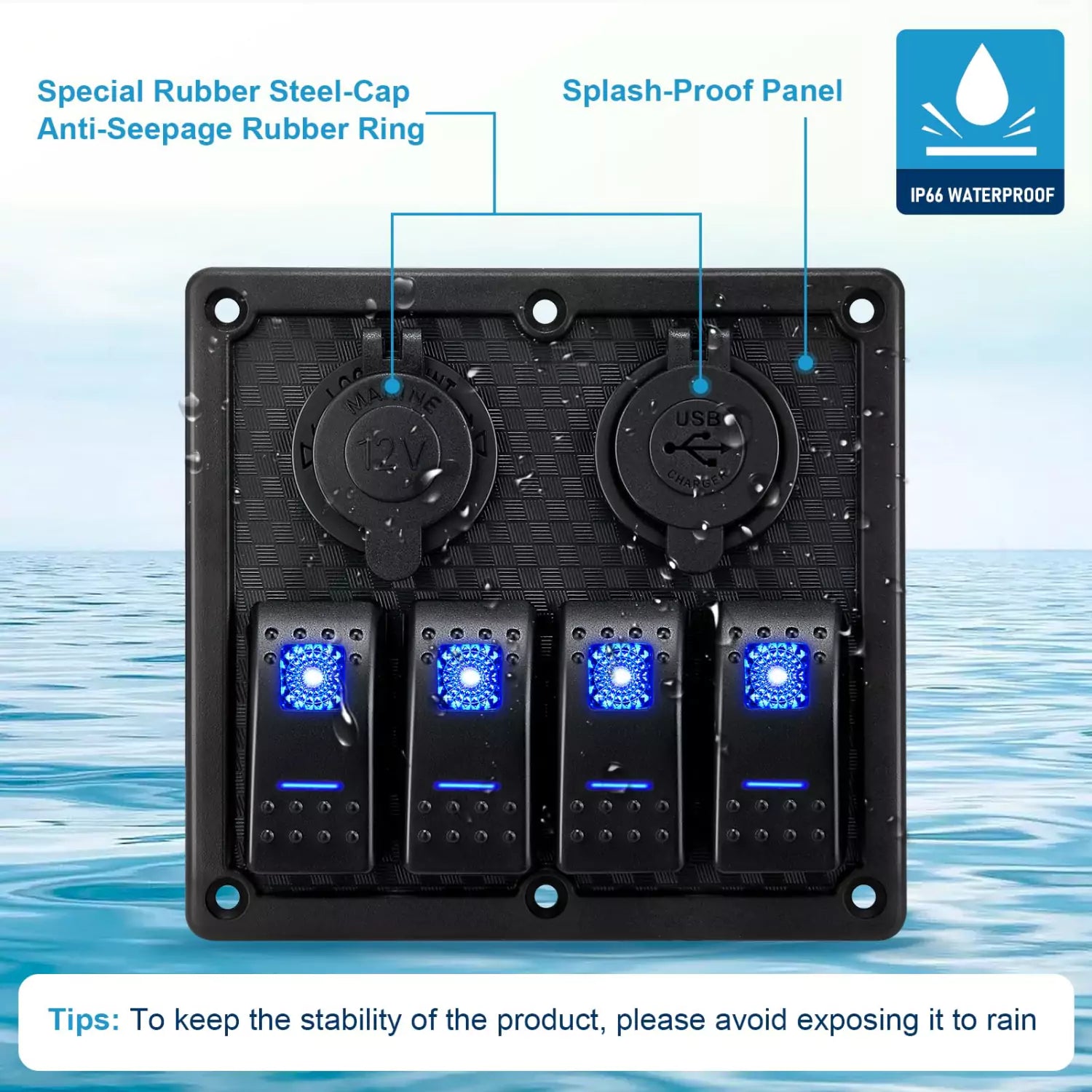 Waterproof Marine Rocker Switch Panel