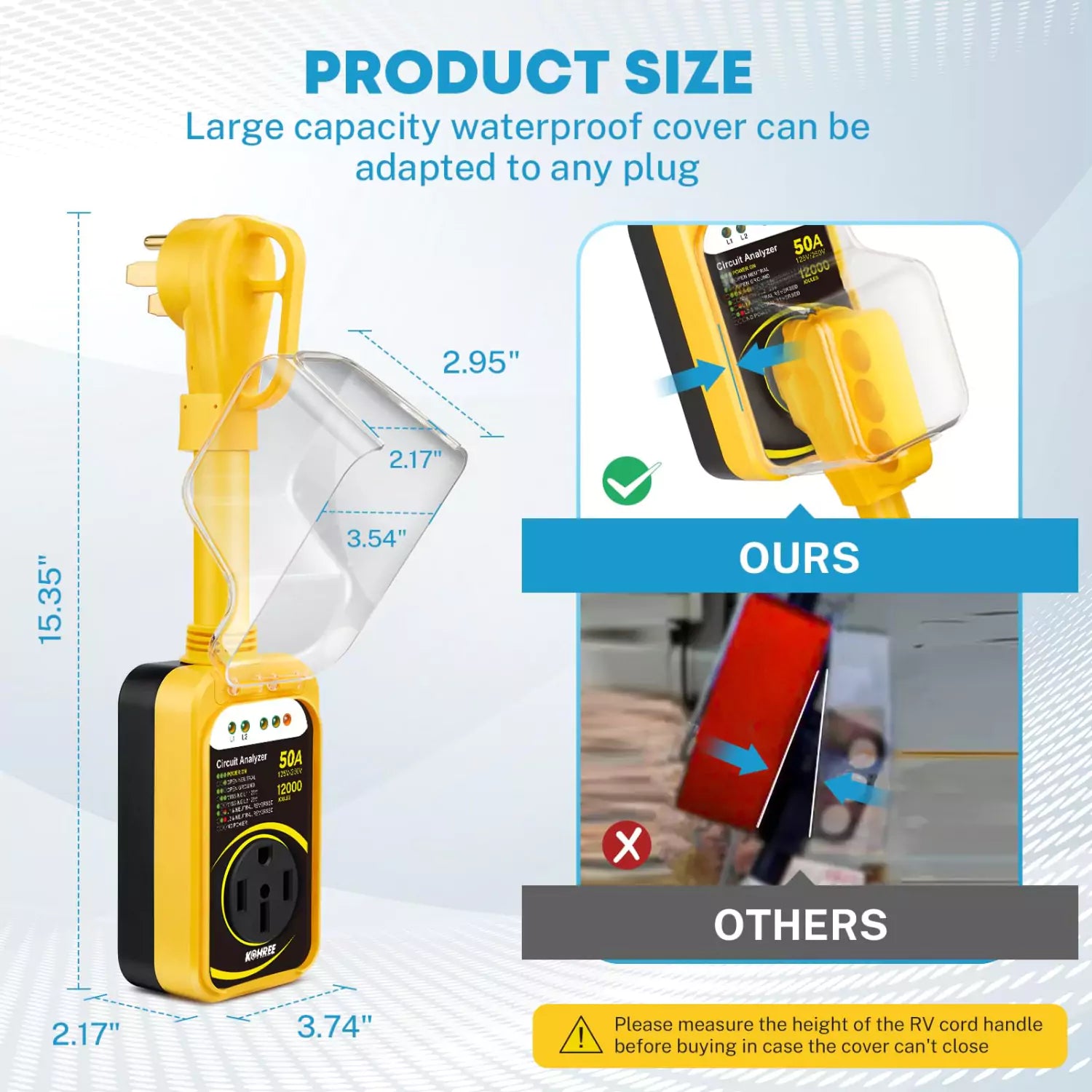 Large capacity waterproof cover can be adapted to any plug