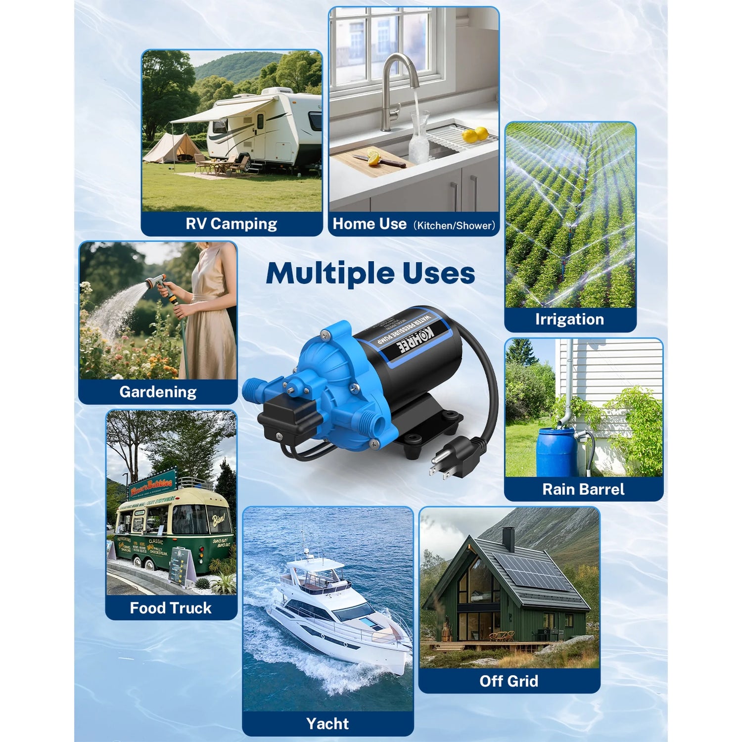 110V AC Self-Priming RV Water Pump for Home, Garden, Marine