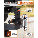 Axientro trailer hitch with adjustable ball and receiver dimensions 