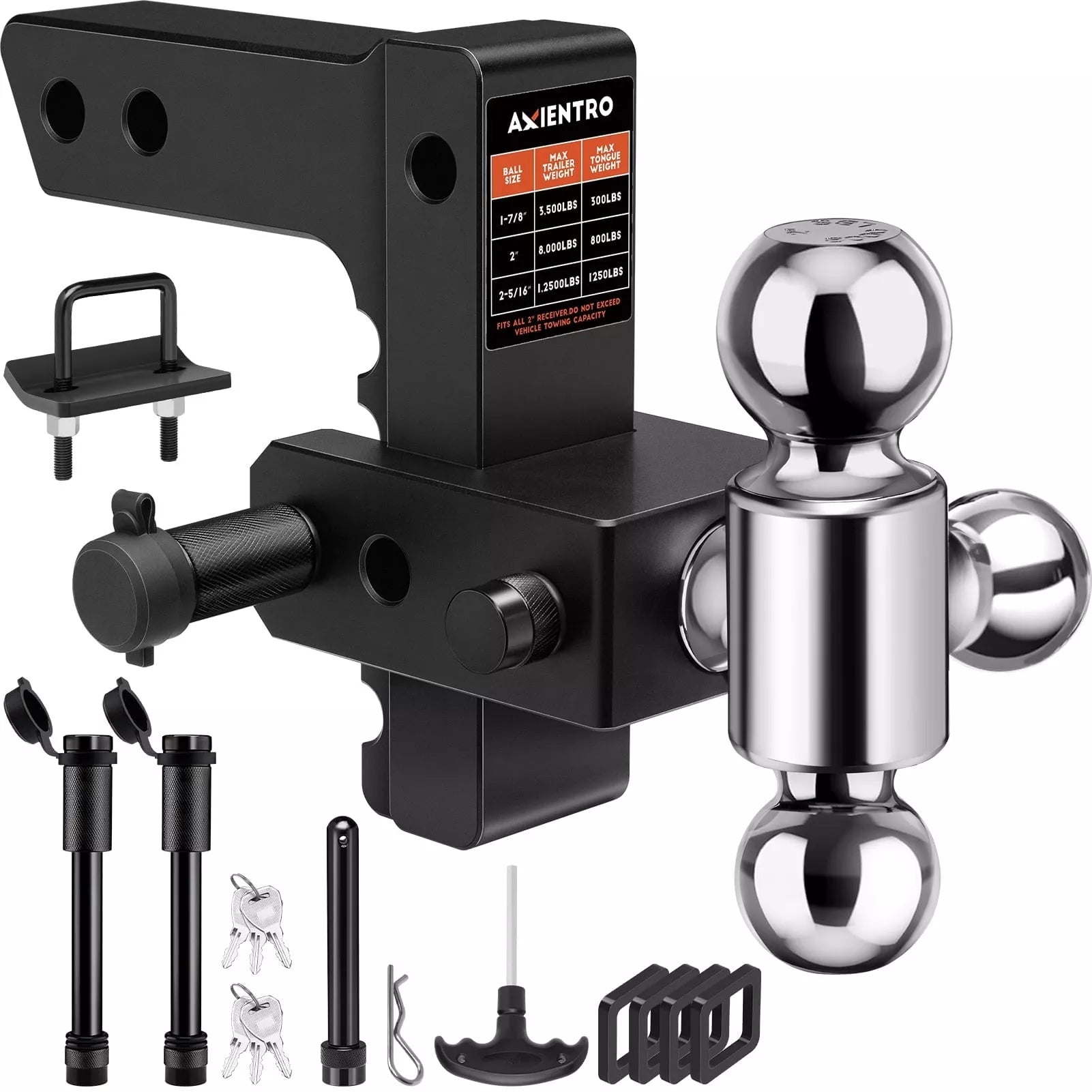 Towing hitch with ball and accessories #6-Inch-3-Balls