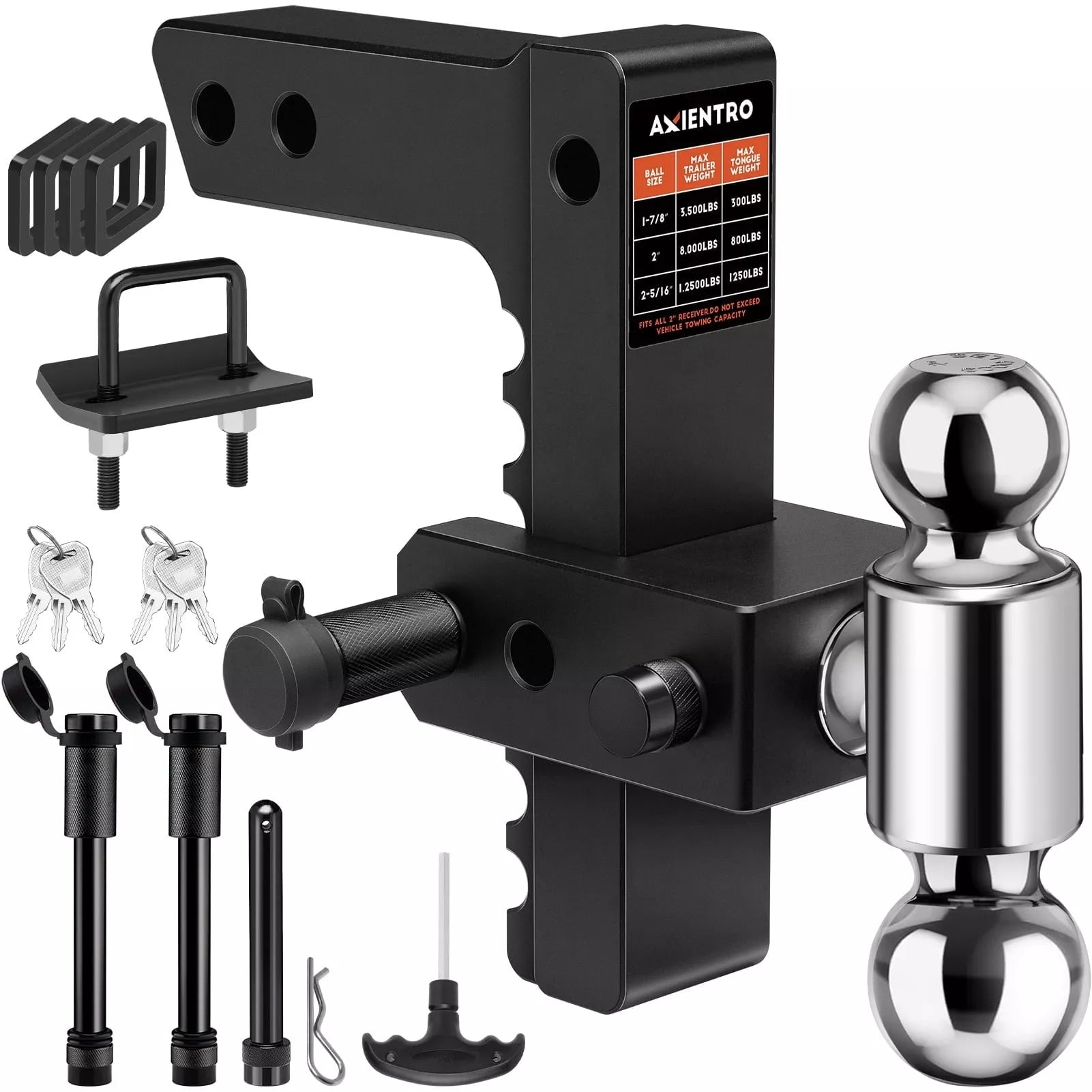 8 inch Towing hitch with 2 ball and accessories 