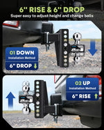 Super easy to adjust height and change balls with kohree adjustable trailer hitch
