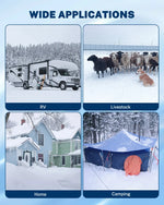 Heated RV water hose with automatic thermostat control to reduce unnecessary power use when heating is not needed.