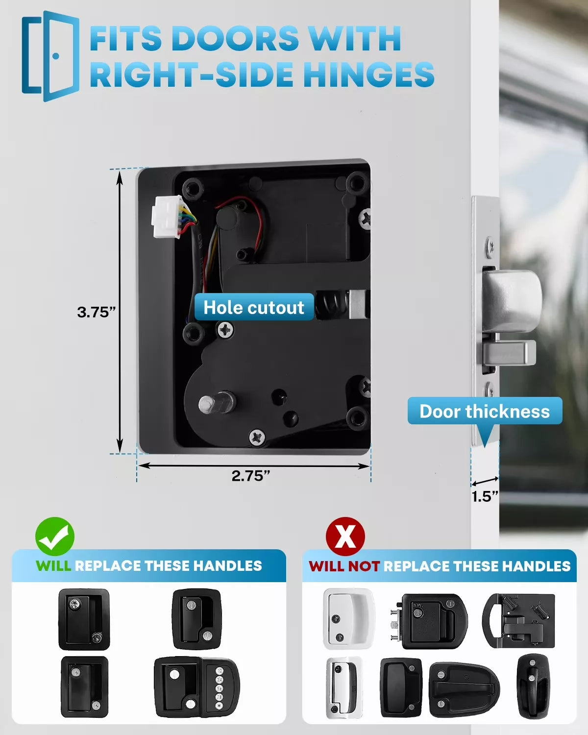 Kohree Keyless Entry Door Lock with Backlit LED Keypad for Campers