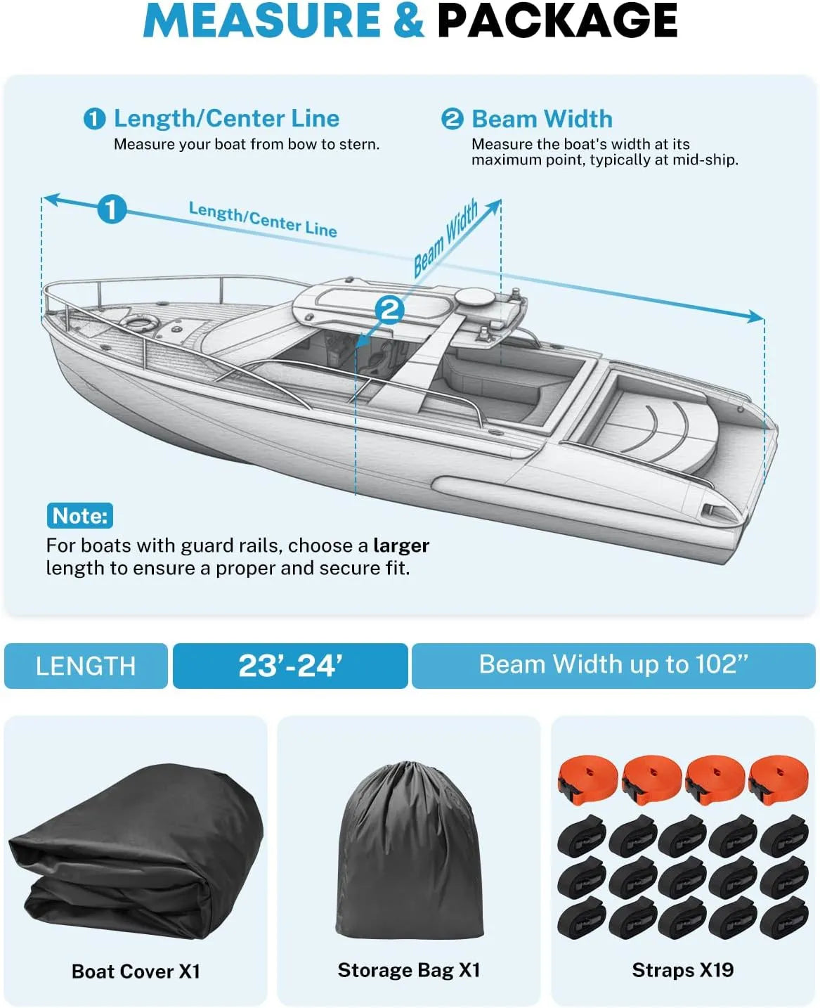 Boat cover designed for bass boats, V-hull fishing boats, runabouts, and fish-and-ski boats. 