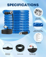Collapsible insulated heated water hose combines compact storage with cold-weather freeze protection. 