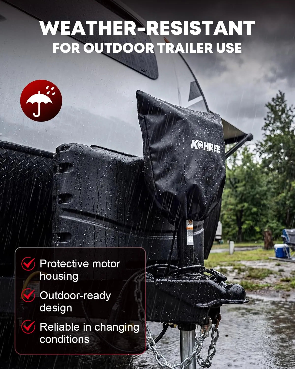 Weather resistant electric trailer jack 7500 lbs for outdoor use 
