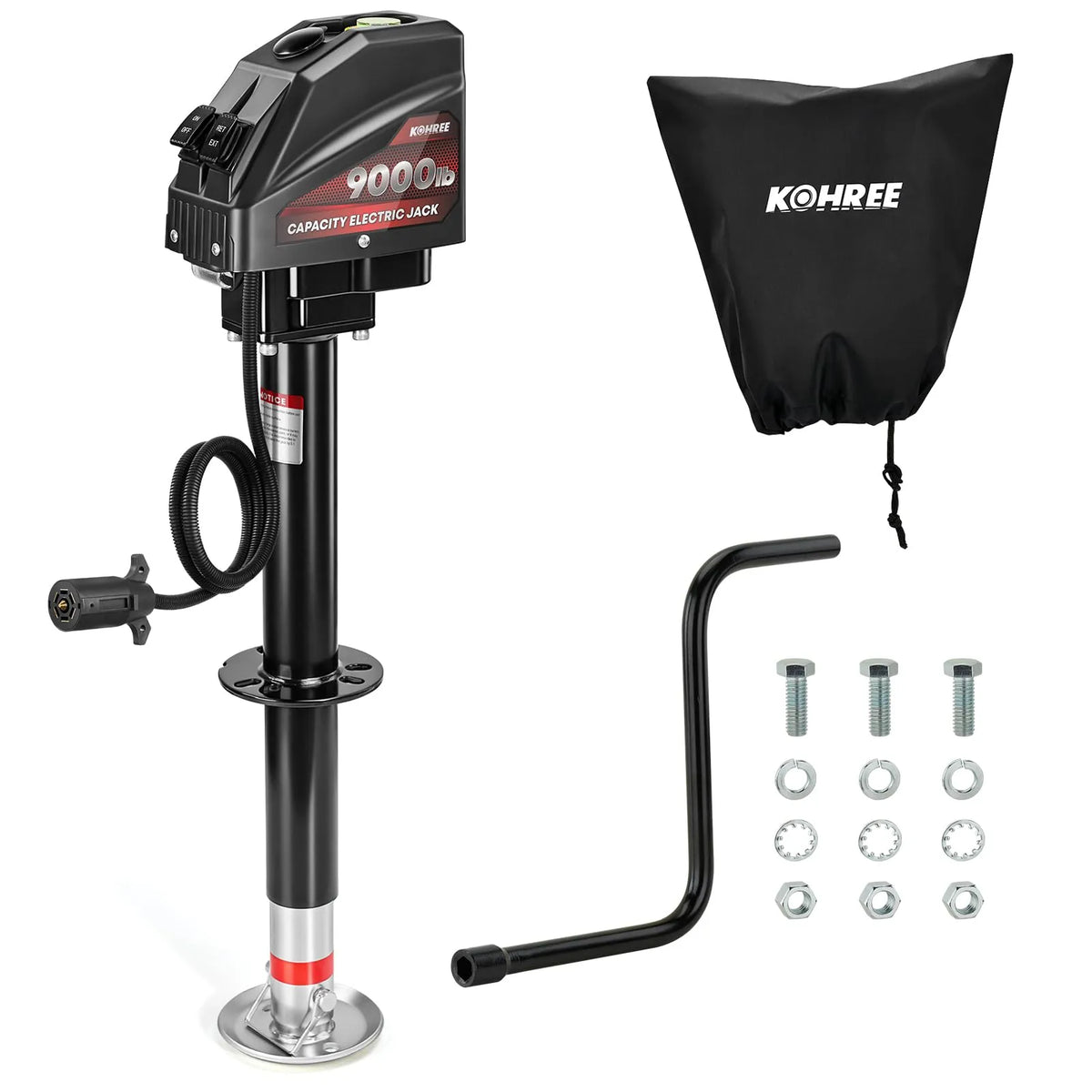Kohree electric trailer jack 9000 lbs heavy duty with 7 way trailer plug 