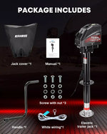 Kohree electric trailer jack package with jack cover, manual, screws, handle, wiring, and electric jack 