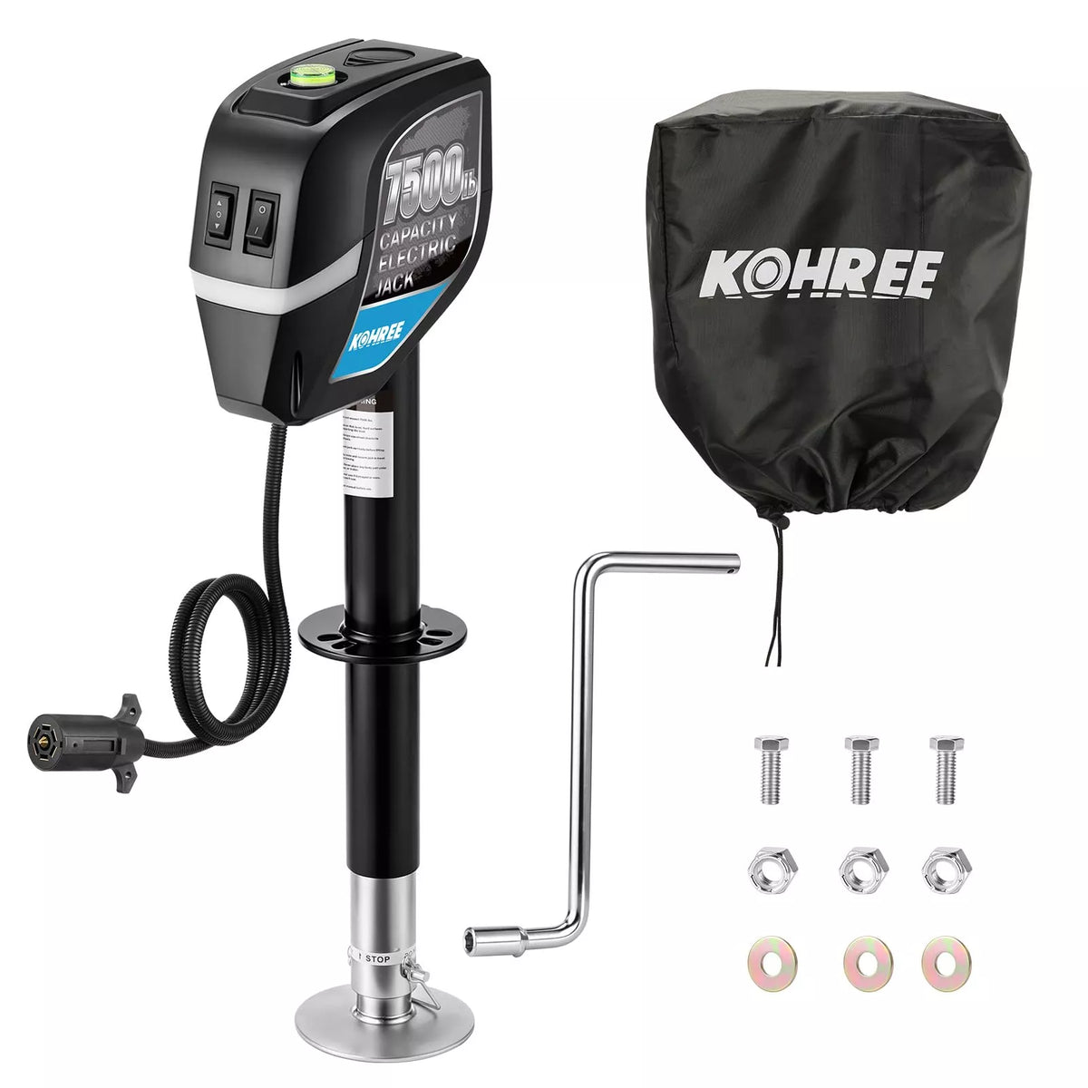 Kohree electric marine jack with cover, wrench, and hardware 
