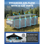 Eight side vents on the fifth wheel RV cover help air circulate during storage