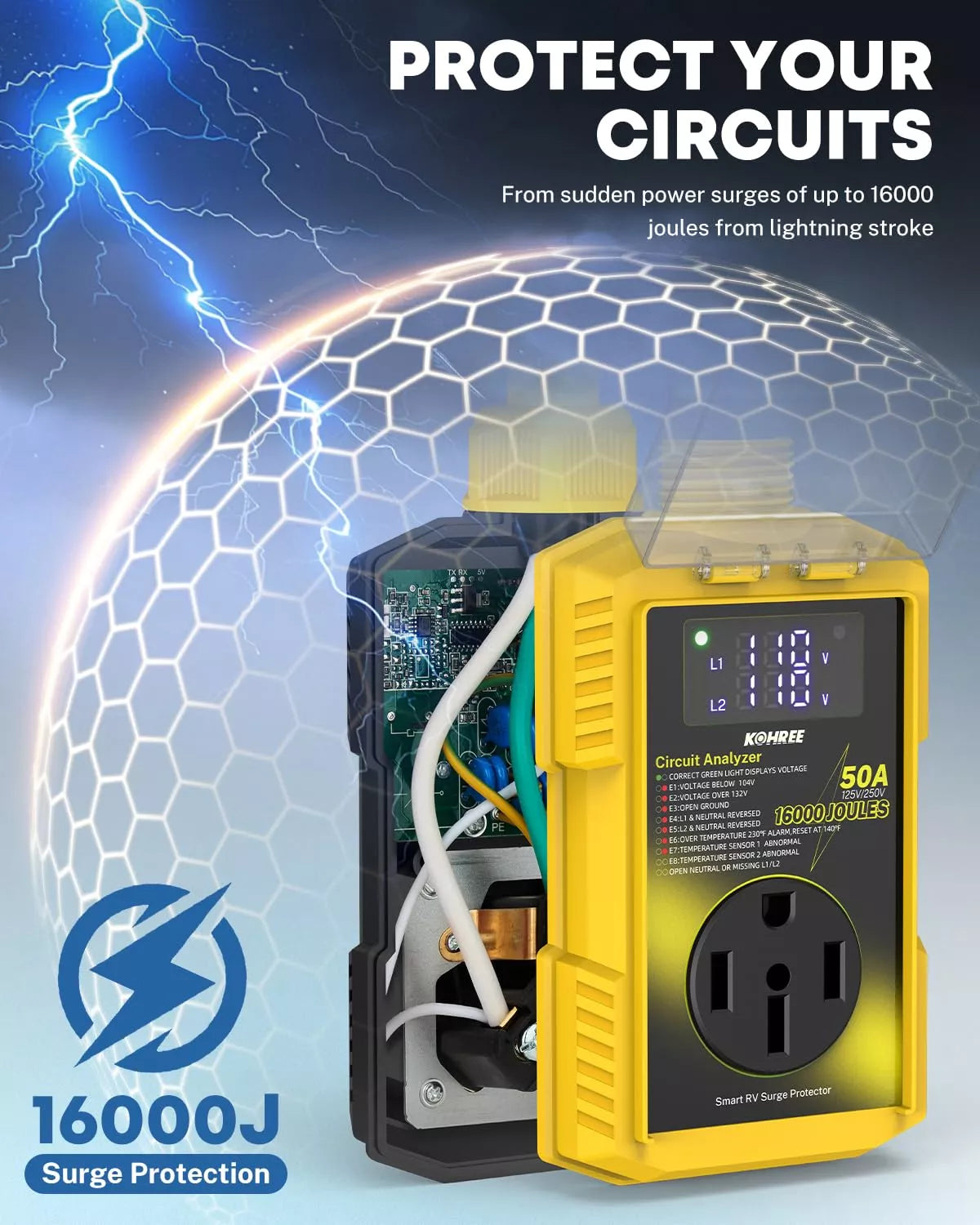 Surge protector with lightning illustration 