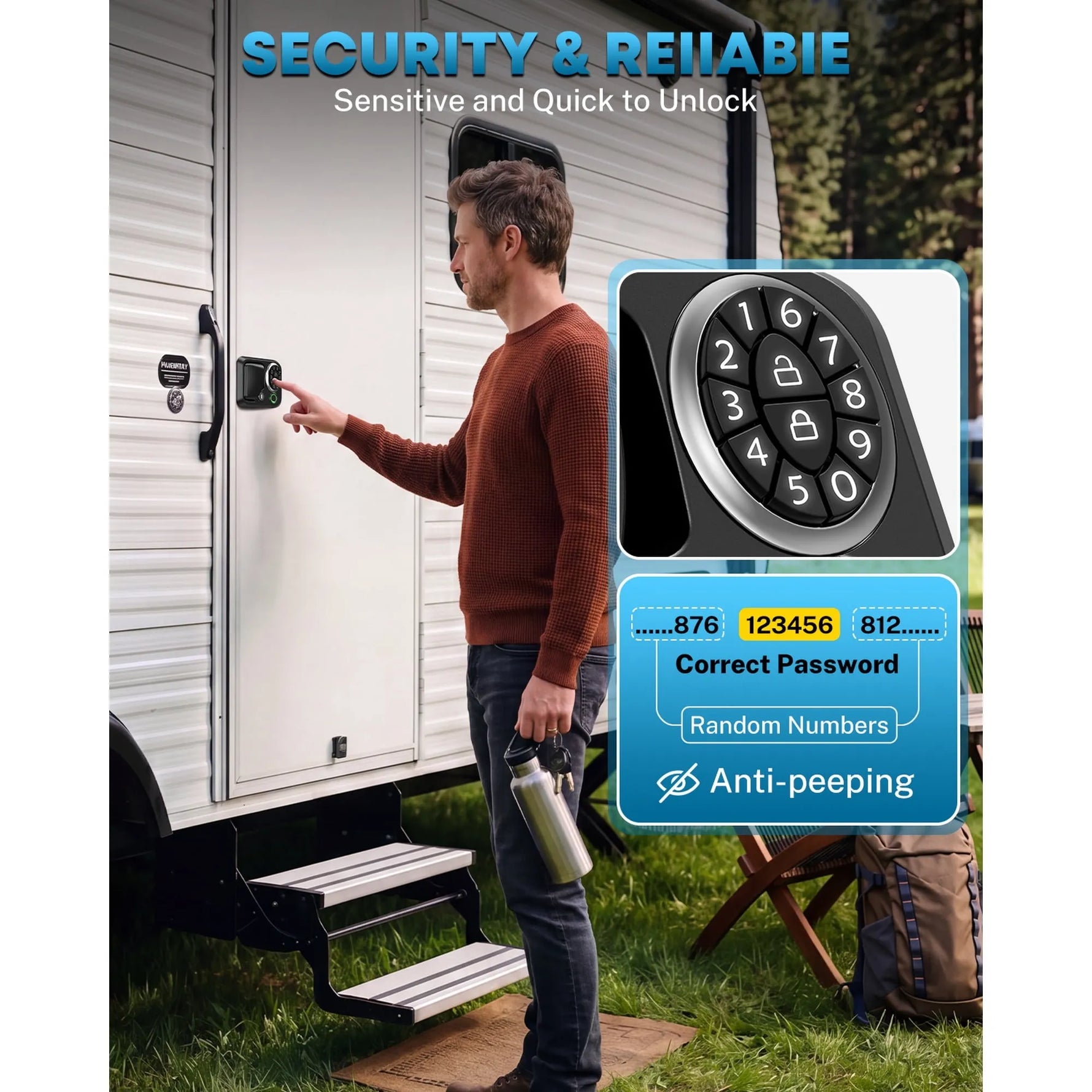 Security and reliable keypad fingerprint entry rv lock 