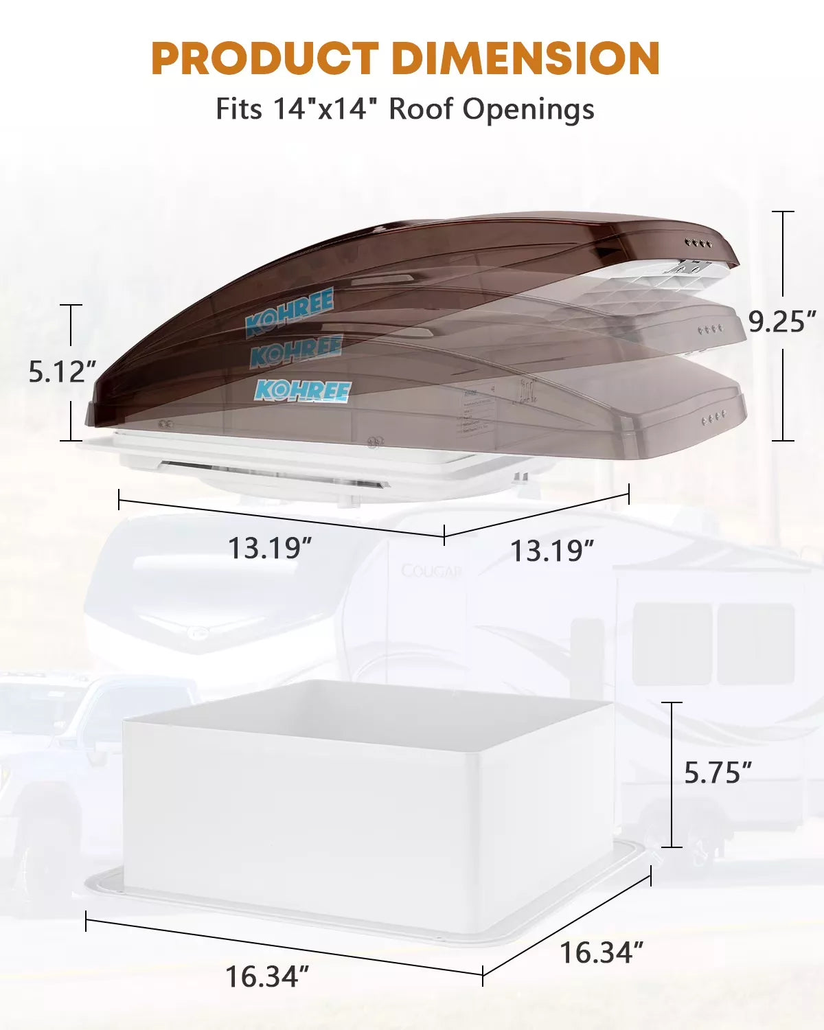 Kohree deluxe rv roof vent with fan specification
