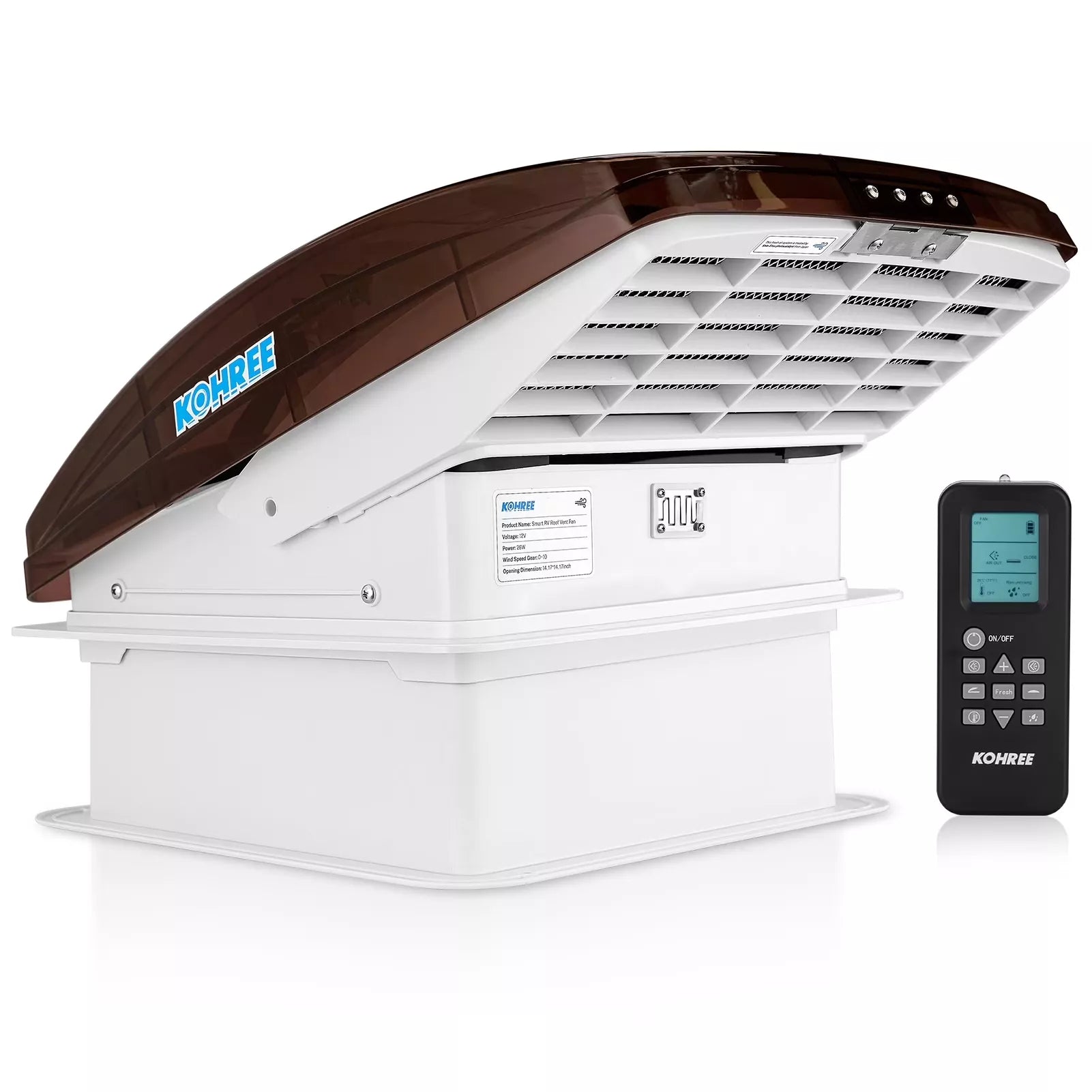Roof-mounted kohree deluxe rv vent fan with remote control