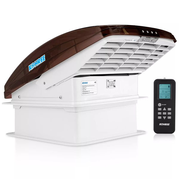 Roof-mounted kohree deluxe rv vent fan with remote control #Brown