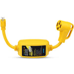 Kohree NEMA 5-15P to NEMA 14-50R RV adapter front view showing both male and female connectors with surge protector module