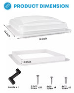 White roof vent with dimensions and accessories
