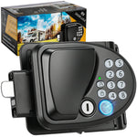 Black electronic RV door lock with keypad and fingerprint sensor 