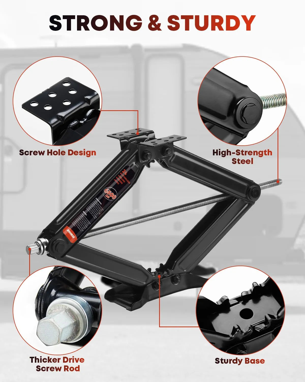 strong and sturdy rv stabilizer scissor jacks kit