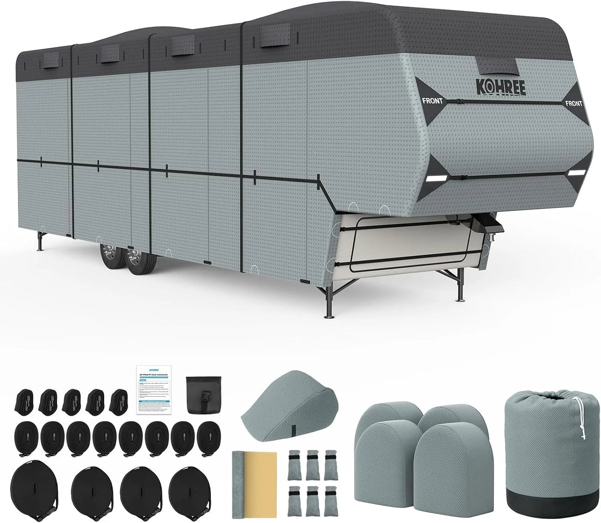 Fifth wheel RV cover for seasonal storage protection