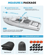 Kohree boat cover options fit beams up to 94, 96, 100, or 102 inches. 