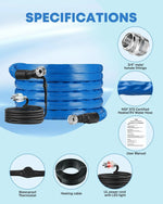 Kohree heated RV water hose helps keep campground water connections flowing during winter camping. 