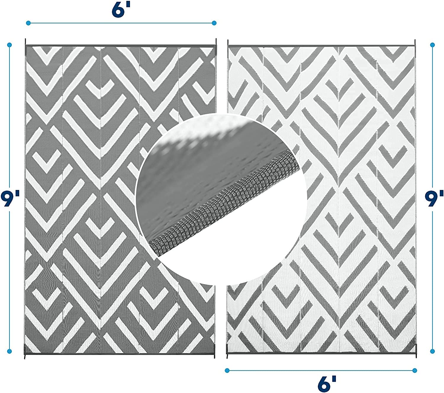 RV-Outdoor-Teppiche 6' x 9', Grau