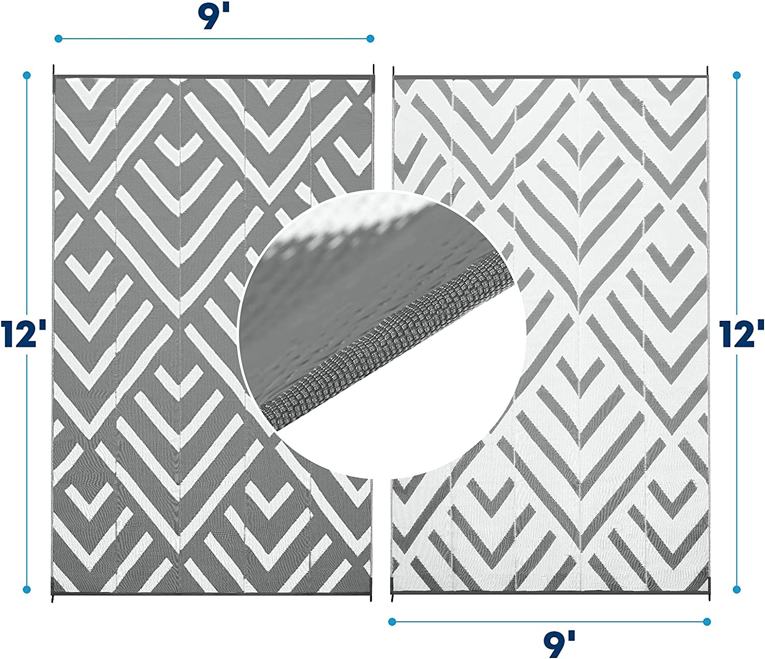 Wendbare RV-Außenmatten 9' x 12', grau