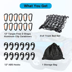 Truck bed net with hooks